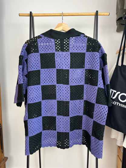 Illicit Bloc Purple Crochet Shirt - Medium